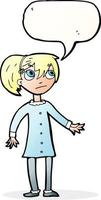 cartoon worried girl with speech bubble vector