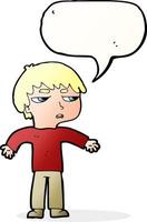 cartoon annoyed boy with speech bubble vector