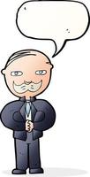 cartoon old man with mustache with speech bubble vector