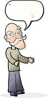 cartoon old man with mustache with speech bubble vector