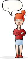 cartoon annoyed woman with speech bubble vector