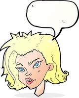 cartoon female face with speech bubble vector