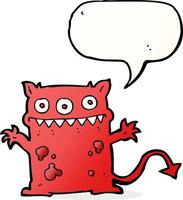 cartoon little monster with speech bubble vector