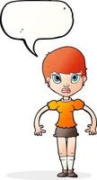 cartoon woman looking annoyed with speech bubble vector