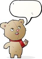 cartoon teddy bear wearing scarf with speech bubble vector