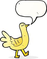 cartoon walking bird with speech bubble vector