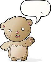 cartoon worried teddy bear with speech bubble vector