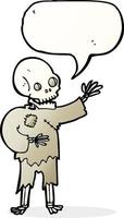 cartoon skeleton waving with speech bubble vector