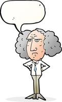 cartoon big hair lecturer man with speech bubble vector