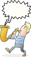 cartoon man blowing saxophone with speech bubble vector