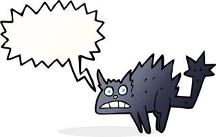 cartoon frightened black cat with speech bubble vector