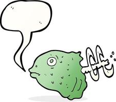 cartoon fish head with speech bubble vector