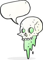 gross halloween skull cartoon with speech bubble vector