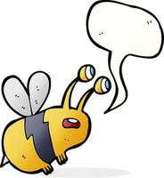 caricatura, asustado, abeja, con, burbuja del discurso vector