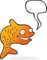 cartoon happy fish with speech bubble vector