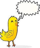 cartoon happy bird with speech bubble vector