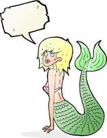 cartoon mermaid with speech bubble vector