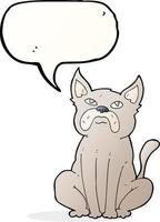 cartoon grumpy little dog with speech bubble vector