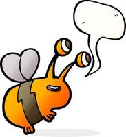 cartoon happy bee with speech bubble vector