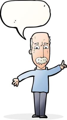 cartoon man issuing stern warning with speech bubble
