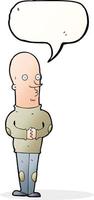 cartoon funny bald man with speech bubble vector