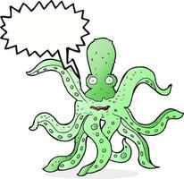 cartoon giant octopus with speech bubble vector