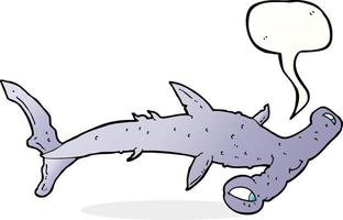 cartoon hammerhead shark with speech bubble vector