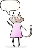 lindo gato de dibujos animados saludando con burbujas de discurso vector