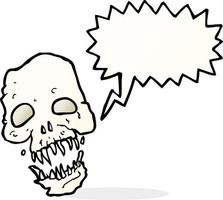 cartoon scary skull with speech bubble vector