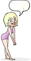 cartoon excited woman with speech bubble vector