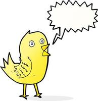 cartoon tweeting bird with speech bubble vector