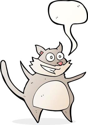 funny cartoon cat with speech bubble