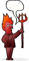 cartoon devil with pitchfork with speech bubble vector