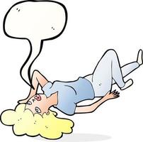 cartoon woman lying on floor with speech bubble vector