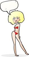 cartoon woman in bikini with speech bubble vector