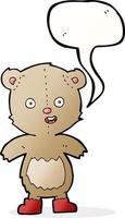 cartoon happy teddy bear in boots with speech bubble vector