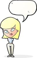 cartoon confused woman with speech bubble vector