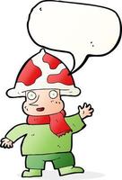 cartoon mushroom man with speech bubble vector