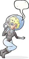 cartoon space woman with speech bubble vector