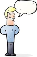 cartoon grinning man with speech bubble vector