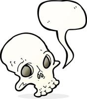 cartoon spooky skull with speech bubble vector