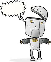 funny cartoon robot with open head with speech bubble vector