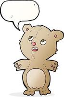 cartoon happy little teddy bear with speech bubble vector