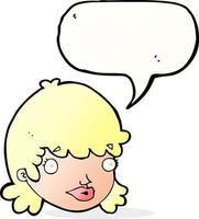 cartoon female face with speech bubble vector