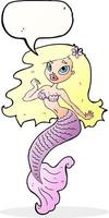 cartoon pretty mermaid with speech bubble vector