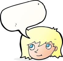 cartoon female face with speech bubble vector