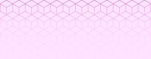 Abstract geometric background with gradient outline isometric cubes pattern in light pink coloros vector