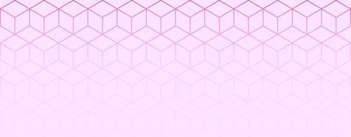 Abstract geometric background with gradient outline isometric cubes pattern in light pink coloros vector