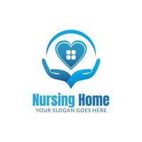 hand, heart and house window illustration suitable for nursing home logo vector