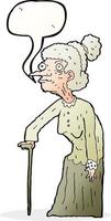 cartoon old woman with speech bubble vector